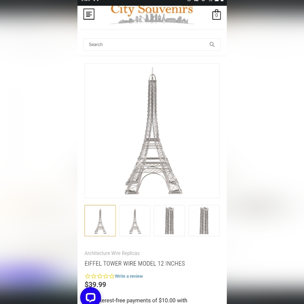 12" Eiffel Tower Wire Replica